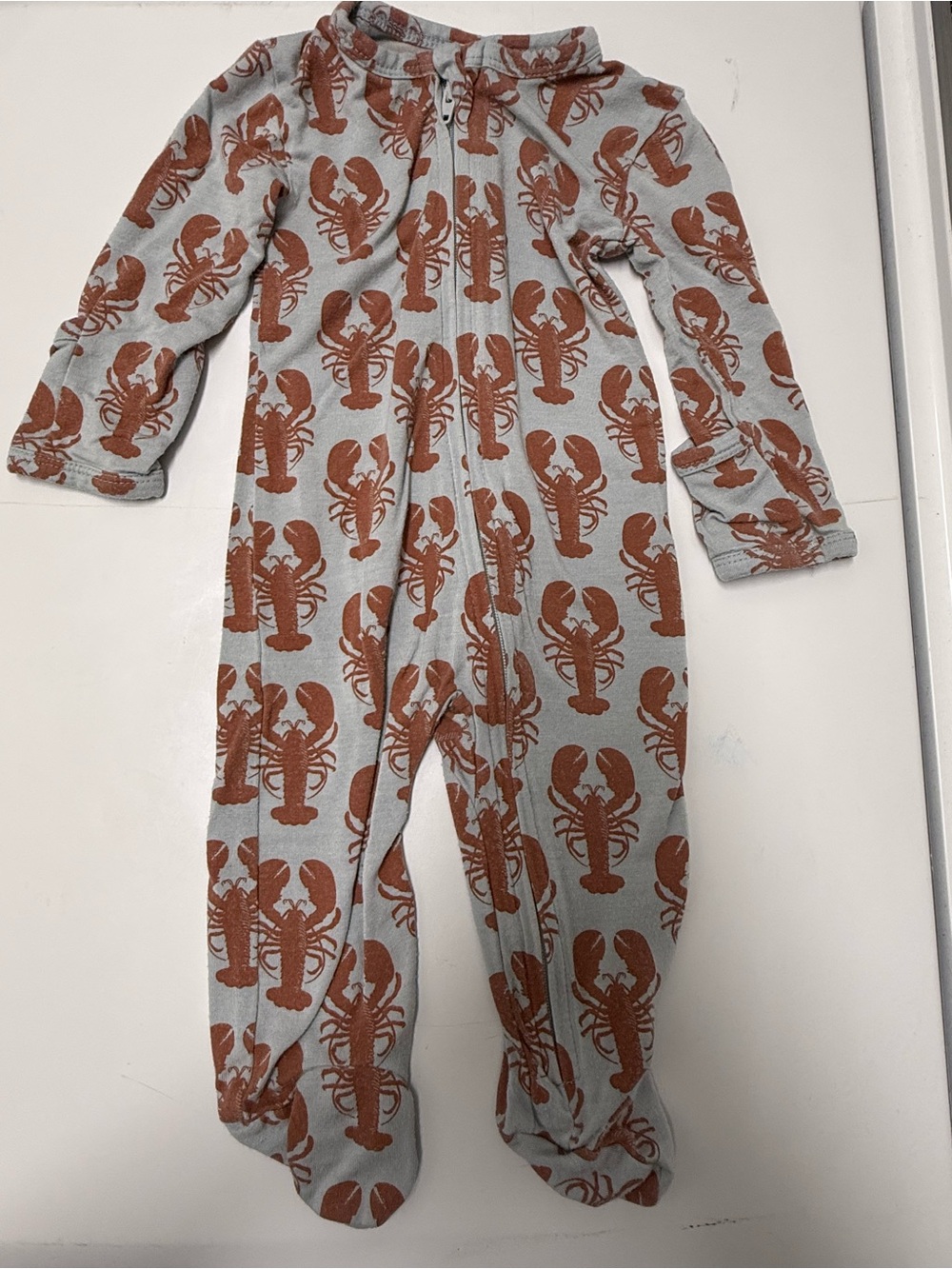 Kate Quinn Baby 3-6M Lobster Print Footed Sleeper Rust Zip Pajamas